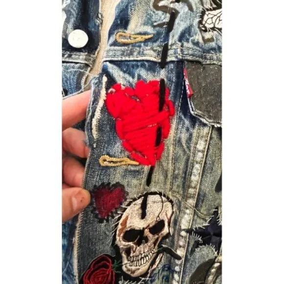 DREAM & DESTROY PUNK ROCK PATCH VINTAGE DENIM VEST M - Picture 9 of 13